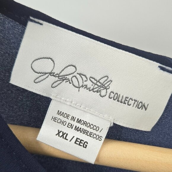 Jaclyn Smith Collection Navy Floral Sheer Tie Front Top Size XXL - Picture 7 of 10